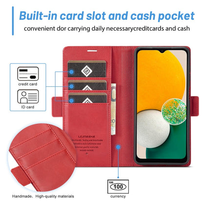 For Samsung Galaxy A55 5G LC.IMEEKE Skin-friendly Card Slots Leather Phone Case(Red)
