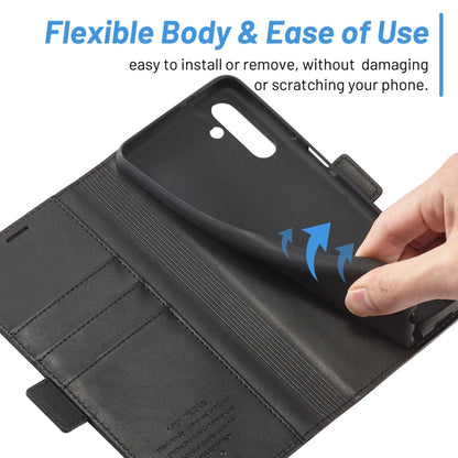For Samsung Galaxy S24+ LC.IMEEKE Skin-friendly Card Slots Leather Phone Case(Black)