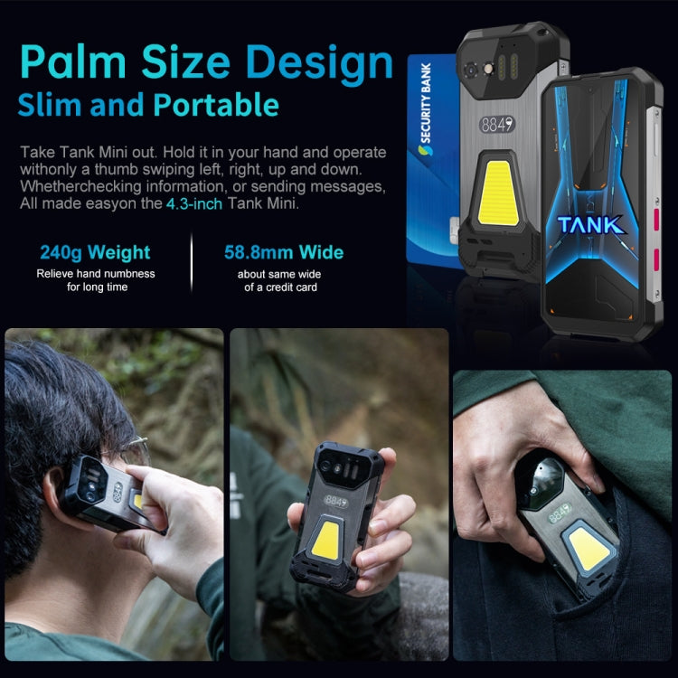 [HK Warehouse] Unihertz Tank mini 1 / 8849, 8GB+256GB, 100MP Camera, 4.3 inch Android 13 Helio G99 Octa Core, Network: 4G(Black)