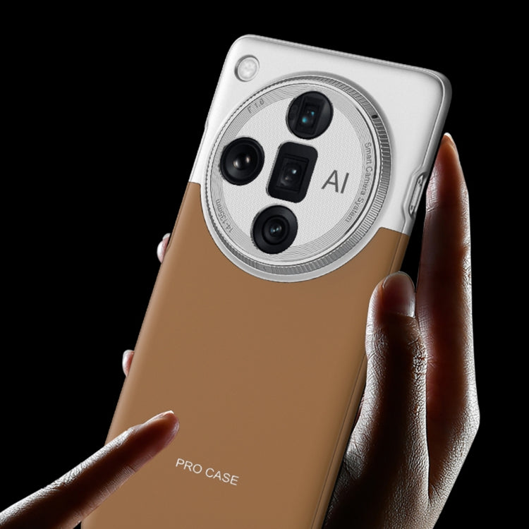 For OPPO Find X7 GKK Mortise-Tenon Connection Contrast Color Shockproof Phone Case(Brown)