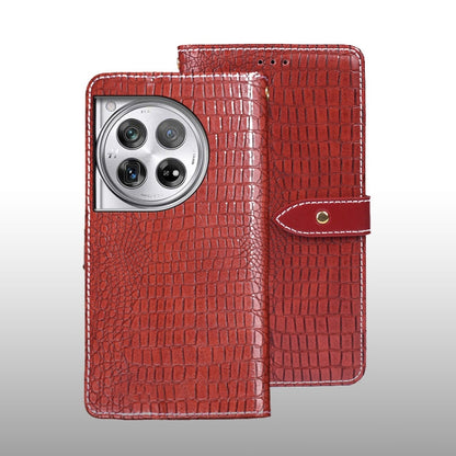 For OnePlus 12 idewei Crocodile Texture Leather Phone Case(Red)