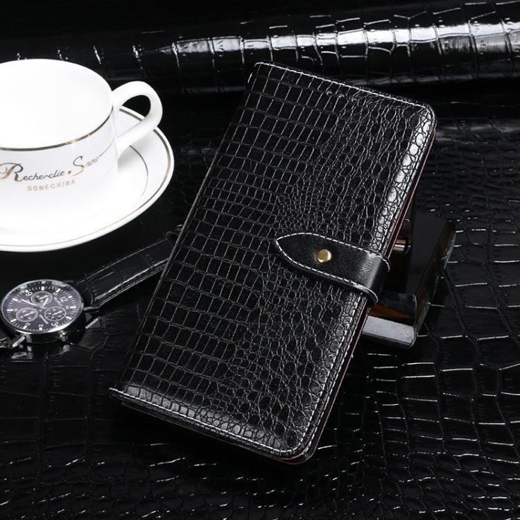 For OnePlus 12 idewei Crocodile Texture Leather Phone Case(Black)