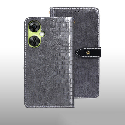 For OnePlus Nord CE 3 Lite idewei Crocodile Texture Leather Phone Case(Grey)