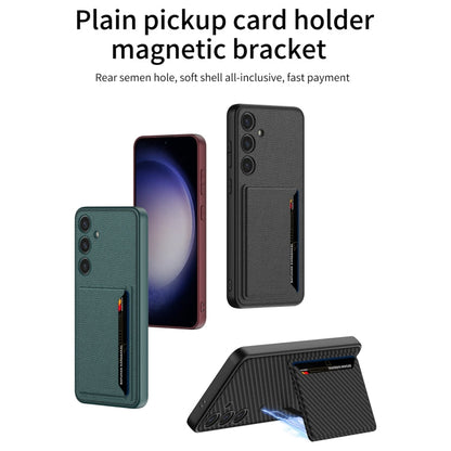 For Samsung Galaxy S24+ 5G GKK Ultra-thin Leather Card Slots Phone Case With Magnetic Holder(Green)
