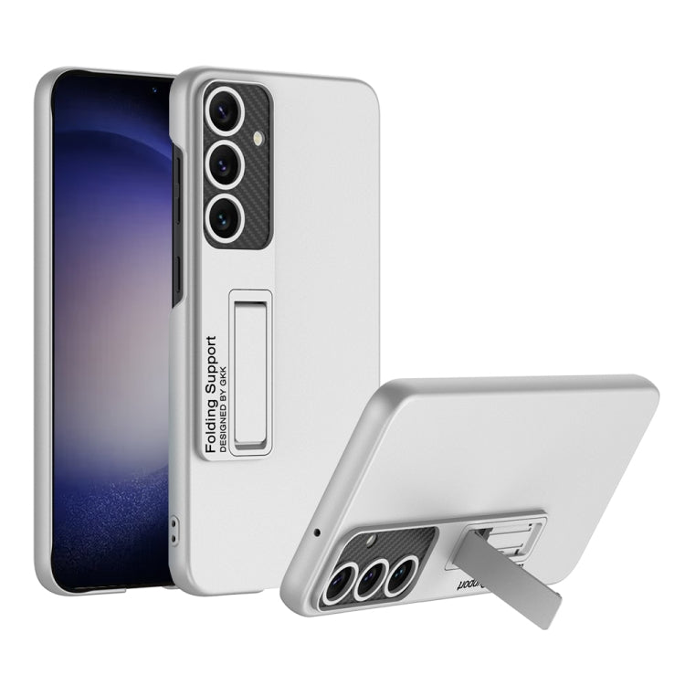 Pour Samsung Galaxy S24+ 5G Coque de téléphone antichoc ultra-fine GKK avec support (Argent)