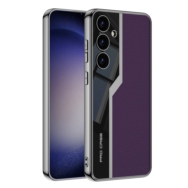 Pour Samsung Galaxy S24 5G GKK Étui de Téléphone à Couverture Complète en TPU Plaqué + Cuir Supercar (Violet)