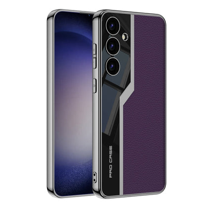 Pour Samsung Galaxy S24 5G GKK Étui de Téléphone à Couverture Complète en TPU Plaqué + Cuir Supercar (Violet)