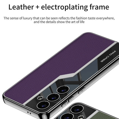 Pour la coque de téléphone Samsung Galaxy S24+ 5G GKK Plating TPU + Cuir Supercar à couverture complète (vert)