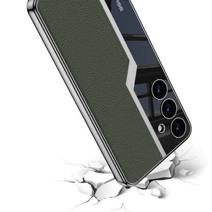 For For Samsung Galaxy S24+ 5G GKK Plating TPU + Leather Supercar Full Coverage Phone Case(Black)