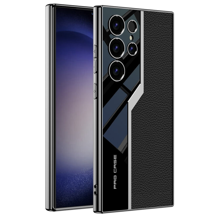 Pour Samsung Galaxy S24 Ultra 5G Étui de téléphone à couverture complète GKK Placage TPU + Cuir Supercar (Noir)