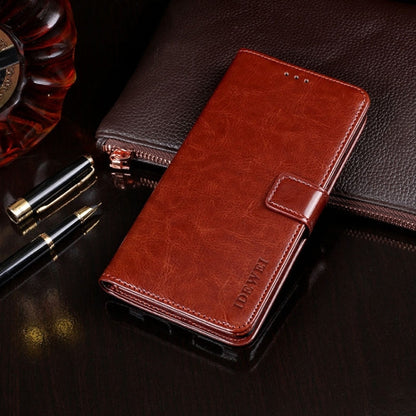 For OnePlus 12 idewei Crazy Horse Texture Leather Phone Case(Brown)