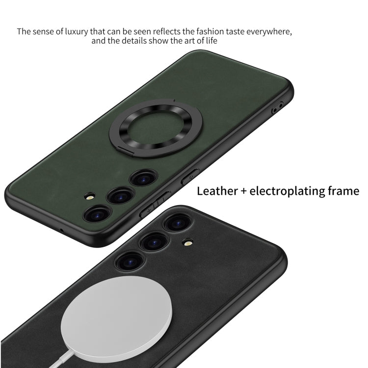 For Samsung Galaxy S24 5G GKK Skin Feel Frosted Leather MagSafe Magnetic Phone Case with Holder(Grey)