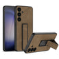 For Samsung Galaxy S24 5G GKK Skin Feel Frosted Leather Fold Holder Phone Case(Brown)