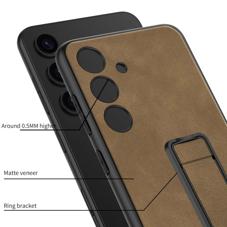 For Samsung Galaxy S24 5G GKK Skin Feel Frosted Leather Fold Holder Phone Case(Brown)