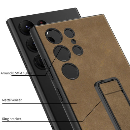 For Samsung Galaxy S24 Ultra 5G GKK Skin Feel Frosted Leather Fold Holder Phone Case(Grey)