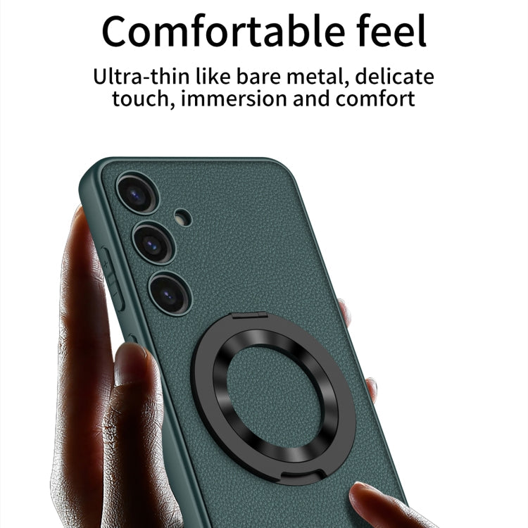 For Samsung Galaxy S24 5G GKK Skin Feel Leather MagSafe Magnetic Phone Case with Holder(Black)