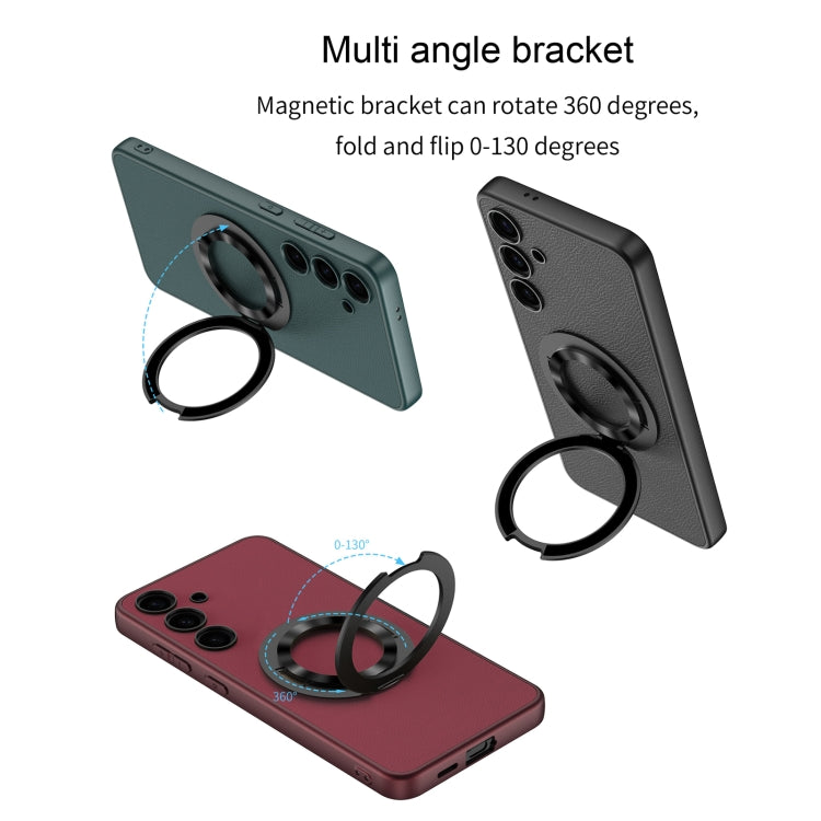For Samsung Galaxy S24 5G GKK Skin Feel Leather MagSafe Magnetic Phone Case with Holder(Grey)