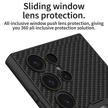 For Samsung Galaxy S24 Ultra 5G GKK Skin Feel Leather MagSafe Magnetic Phone Case with Holder(Black)