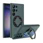 For Samsung Galaxy S24 Ultra 5G GKK Skin Feel Leather MagSafe Magnetic Phone Case with Holder(Green)