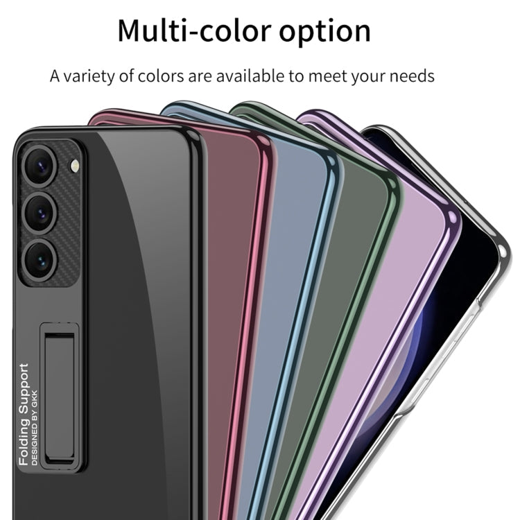 For Samsung Galaxy S24 5G GKK Electroplating Full Coverage Protective Phone Case with Holder(Black)