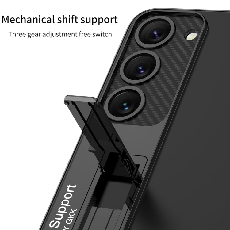 For Samsung Galaxy S24 5G GKK Electroplating Full Coverage Protective Phone Case with Holder(Black)
