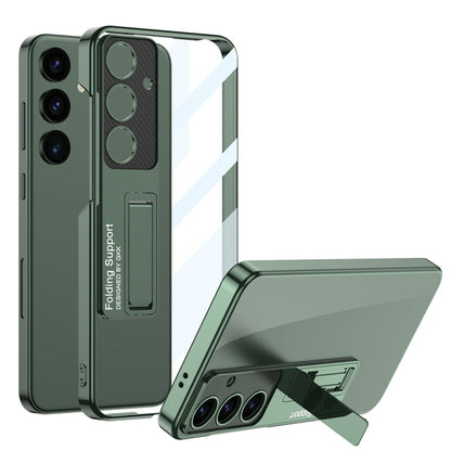 For Samsung Galaxy S24 5G GKK Electroplating Full Coverage Protective Phone Case with Holder(Green)