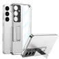 For Samsung Galaxy S24 5G GKK Electroplating Full Coverage Protective Phone Case with Holder(Silver)