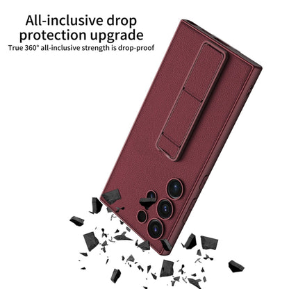Pour Samsung Galaxy S24 Ultra 5G Étui de téléphone avec support pliable en cuir GKK Skin Feel (vert)