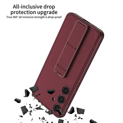 For Samsung Galaxy S24 5G GKK Skin Feel Leather Fold Holder Phone Case(Carbon Fiber Texture)