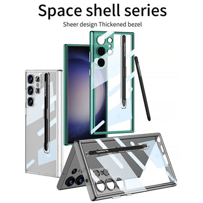 For Samsung Galaxy S24 Ultra 5G GKK Space Frame Transparent PC + TPU Phone Case with Pen(Transparent Black)