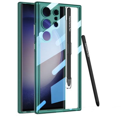 Pour Samsung Galaxy S24 Ultra 5G Étui de téléphone GKK Space Frame Transparent PC + TPU avec stylet (vert transparent)