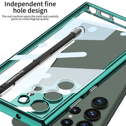 Pour Samsung Galaxy S24 Ultra 5G Étui de téléphone GKK Space Frame Transparent PC + TPU avec stylet (vert transparent)