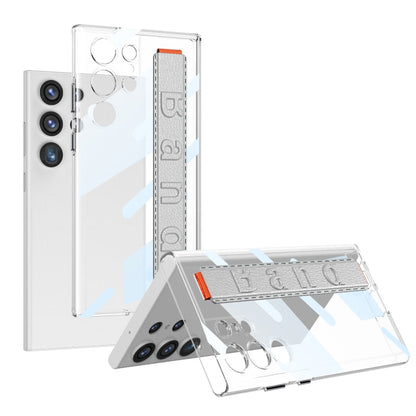 Pour Samsung Galaxy S24 Ultra 5G GKK Étui de téléphone transparent en PC + TPU avec cadre spatial et dragonne (blanc)