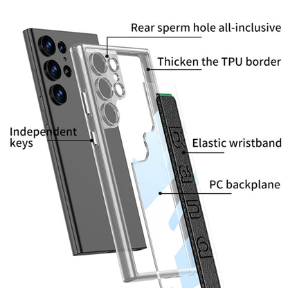 Pour Samsung Galaxy S24 Ultra 5G GKK Étui de téléphone transparent en PC + TPU avec cadre spatial et dragonne (blanc)