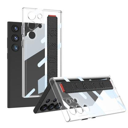 Pour Samsung Galaxy S24 Ultra 5G Étui de téléphone GKK Space Frame Transparent PC + TPU avec dragonne (Texture Fibre de Carbone)