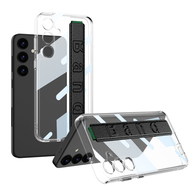 Pour Samsung Galaxy S24 5G GKK Étui de protection transparent en PC et TPU avec cadre spatial et dragonne (noir)