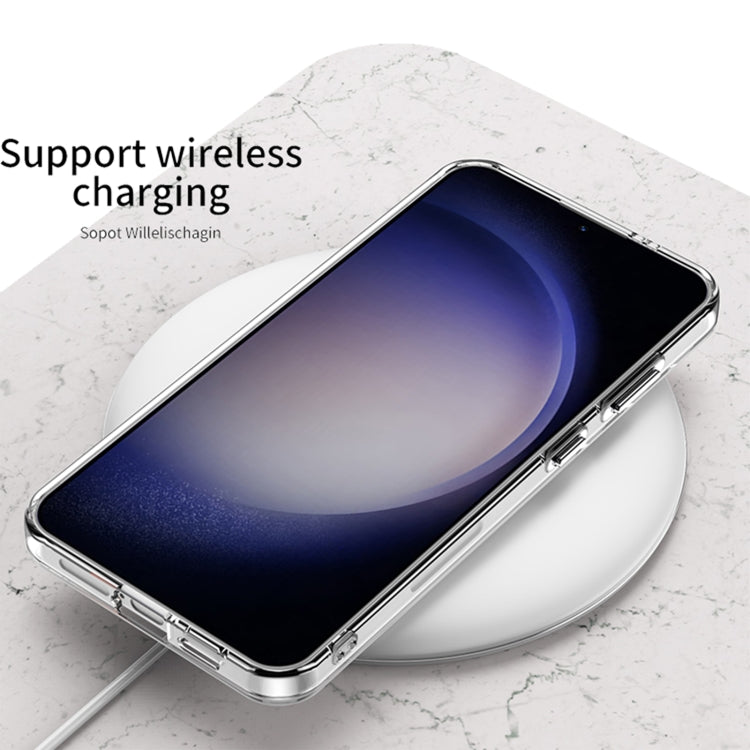 Pour Samsung Galaxy S24 5G GKK Étui de protection transparent en PC et TPU avec cadre spatial et dragonne (noir)