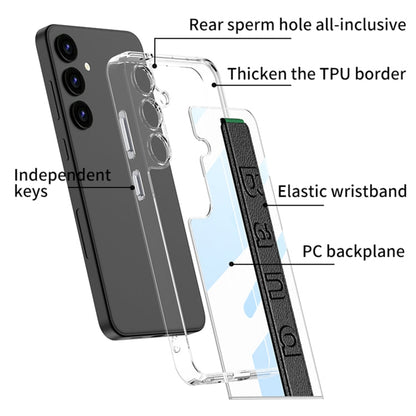 For Samsung Galaxy S24 5G GKK Space Frame Transparent PC + TPU Phone Case with Wrist Strap(Green)