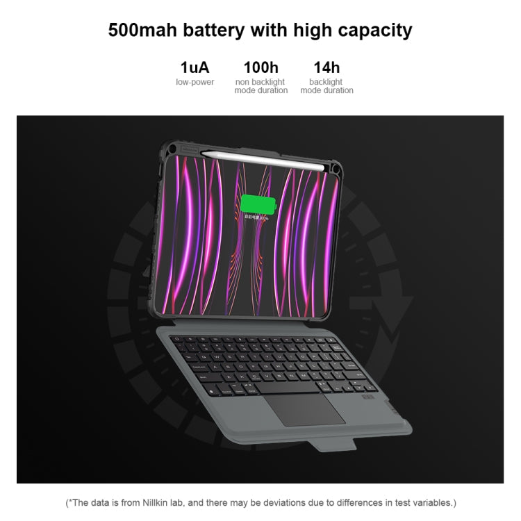 Pour iPad Pro 11 2024 Nillkin Étui Clavier Bumper Link Rétroéclairé