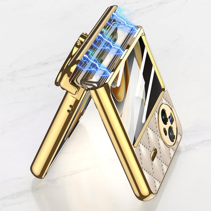 Pour étui de téléphone magnétique en cuir électrolytique à motif losanges intégré GKK vivo X Flip avec anneau (doré)