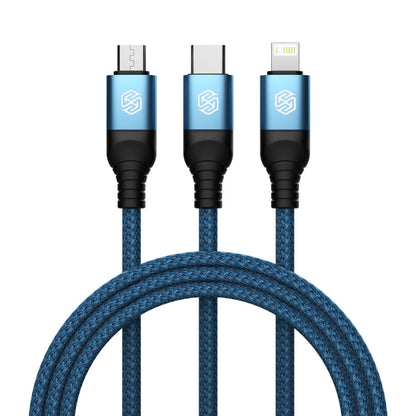Nillkin Swift Pro 1m 3 in 1 USB to 8 Pin + Type-C + Micro USB Fast Charging Cable(Blue)