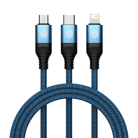 Nillkin Swift Pro 1m 3 in 1 USB to 8 Pin + Type-C + Micro USB Fast Charging Cable(Blue)
