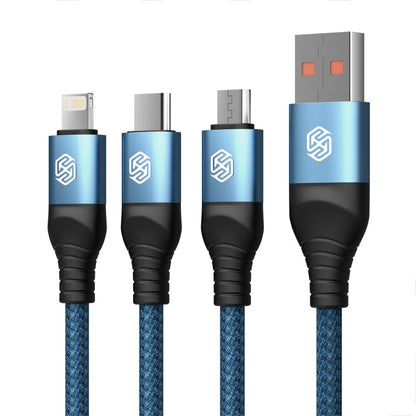 Nillkin Swift Pro 1m 3 in 1 USB to 8 Pin + Type-C + Micro USB Fast Charging Cable(Blue)