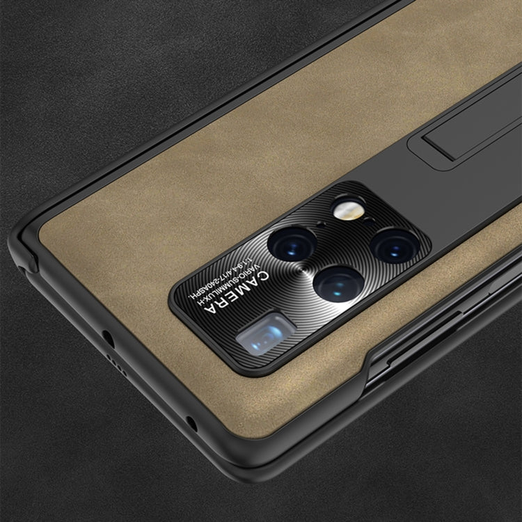 For Huawei Mate X2 GKK Integrated Frosted Leather HD Fold Hinge Phone Case with Holder(Grey)