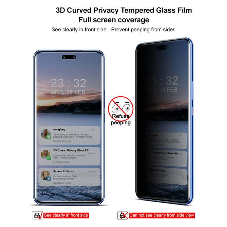 Pour Huawei Nova 12 Pro / 12 Ultra film de protection en verre trempé imak 3D incurvé HD pleine écran anti-espion