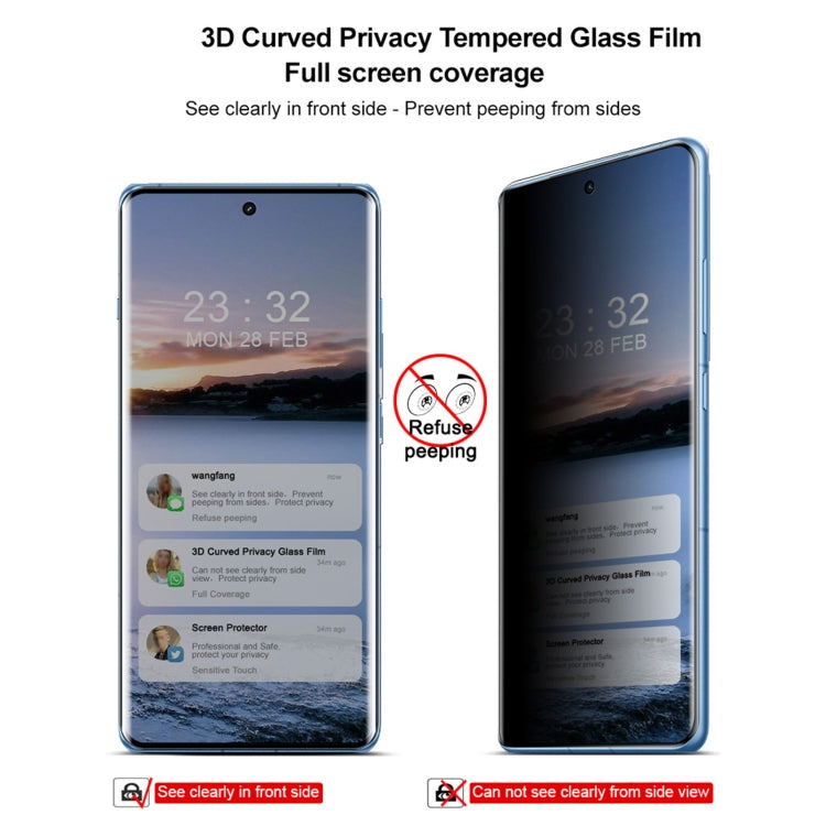 Pour OnePlus Ace 3 5G imak Film de protection en verre trempé anti-espion 3D incurvé HD plein écran