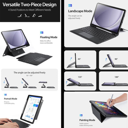 Pour étui de tablette en cuir avec clavier magnétique flottant DUX DUCIS DK pour Samsung Galaxy Tab A9+ (Noir)