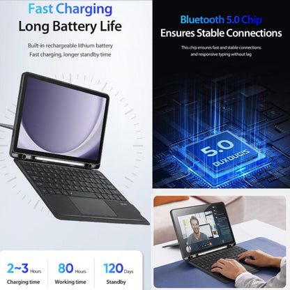 Pour étui de tablette en cuir avec clavier magnétique flottant DUX DUCIS DK pour Samsung Galaxy Tab A9+ (Noir)