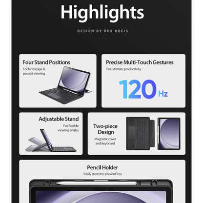 Pour étui de tablette en cuir avec clavier magnétique flottant DUX DUCIS DK pour Samsung Galaxy Tab A9+ (Noir)
