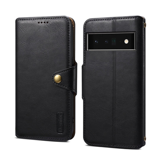 Pour Google Pixel 6 Pro Étui portefeuille en cuir texturé de vachette Denior (noir)